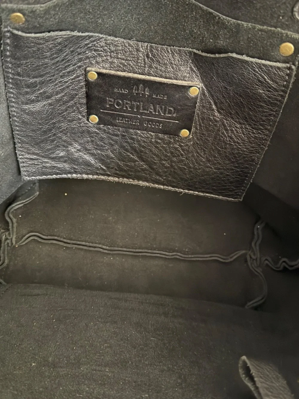 Portland Leather Goods PLG Classic Large Tote in Pebbled Black and Blandles VGUC
